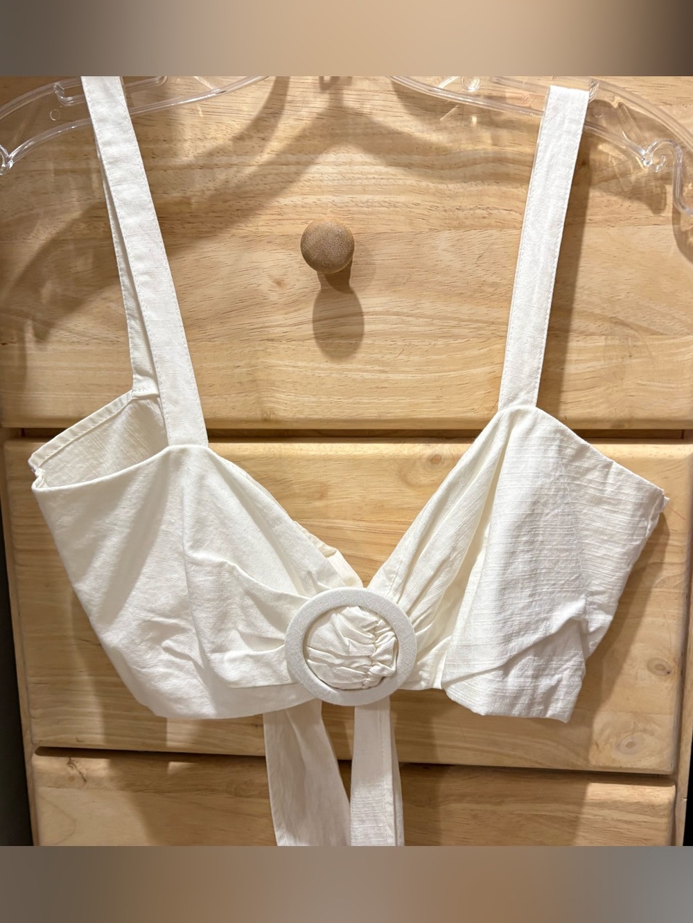Women's white cotton Tie-Front Bralette Top